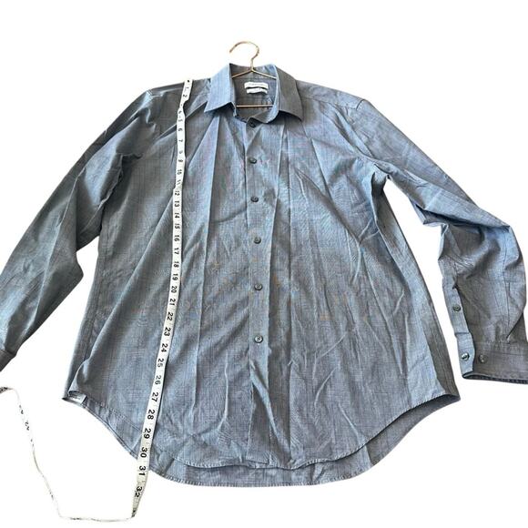 Calvin Klein gray subtle stripe Slim Fit stretch steel non iron button downn - Picture 4 of 7